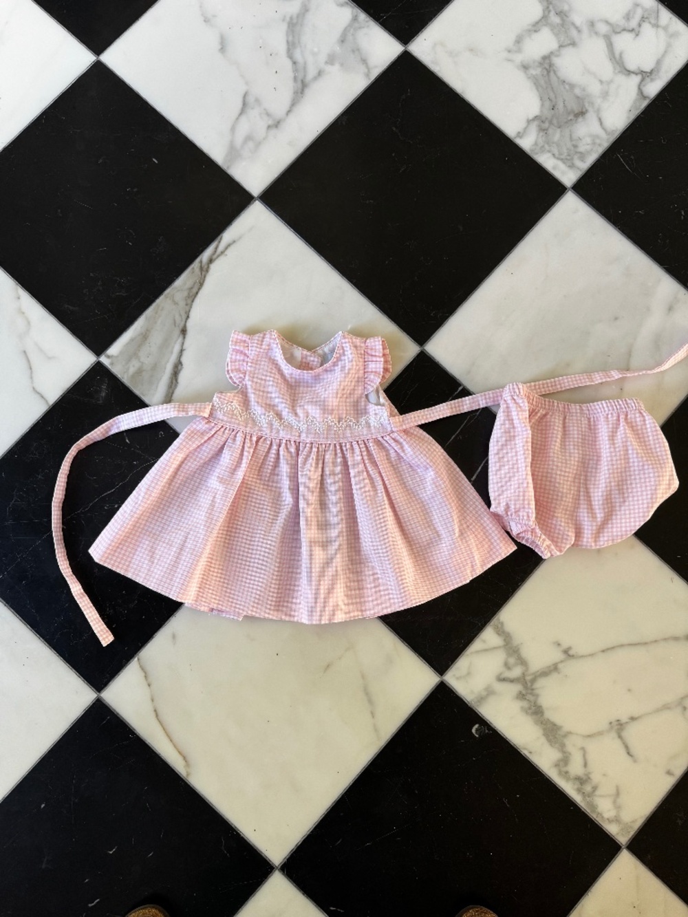 Pink Gingham Florence Eiseman Dress and Diaper Cover
